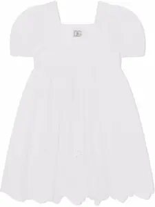 Поплиновое платье с английской вышивкой Dolce & Gabbana Kids, белый