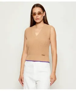 Жилет из оловянной шерсти Regular fit Pinko, бежевый