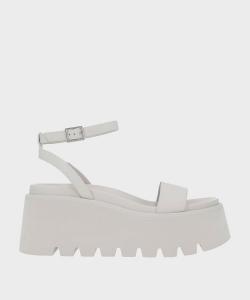 Сандалии на платформе с рифленой подошвой и ремешком на щиколотке Charles & Keith, цвет Light Grey