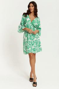 Мини-платье оверсайз с V-образным вырезом и детальной отделкой HOXTON GAL, зеленый