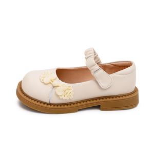 Противоскользящие износостойкие кожаные туфли для детей Budding, бежевый