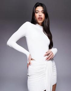 Боди-кофта Wanderdoll Nara, вторая кожа, с высоким воротом и длинными рукавами, белого цвета