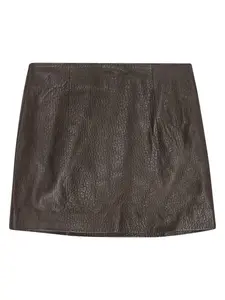 Кожаная юбка мини на молнии REMAIN, коричневый