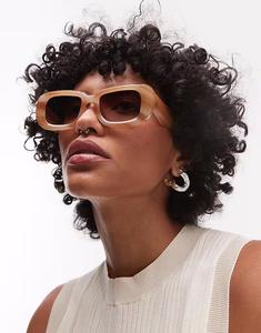 Солнцезащитные очки Topshop Athens прямоугольной формы коричневого цвета