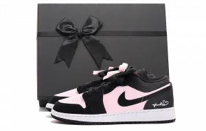 Jordan Баскетбольные кроссовки Air 1 с износостойким покрытием, низкие, винтажные, унисекс, черные, розовые