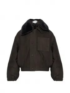 Куртка с карманами и меховым воротником VICTORIA BECKHAM, коричневый