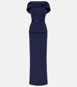 Платье миди Rella с драпировкой и баской из плотного крепа Safiyaa, Maritime