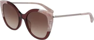 Женские солнцезащитные очки Longchamp LO636S 611, градиентные оправы «кошачий глаз» рубиново-коричневого цвета, диаметр линз 52 мм, Ruby/Brown Gradient-611