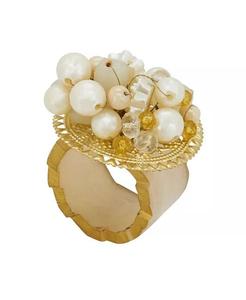 Набор колец для салфеток из смолы Radiance с бусинами, 4 шт Saro Lifestyle, слоновая кость