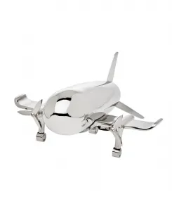 Изящный шейкер для коктейлей в форме самолета вмещает 0,7 л алкоголя и имеет длину 27 см и ширину 30 см Godinger, серебряный