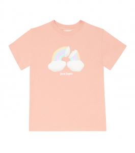 Футболка из хлопкового джерси с принтом Palm Angels Kids, Pink Multicolor