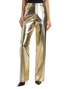 Прямые брюки Francine из металлизированной искусственной кожи Cinq à Sept, золотой