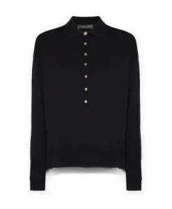 Свитер с воротником и пуговицами Elena Mirã², черный