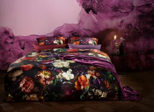 Постельное белье Mako-Satin 155x220 с цветочным узором, черное, двустороннее, оранжевое, 114376-9 Fleuresse