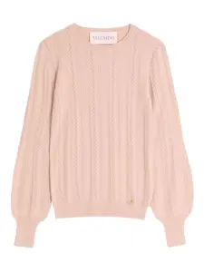Свитер в рубчик с логотипом VLogo Signature VALENTINO GARAVANI, розовый