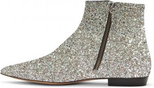 Женские ботильоны XYD, формальные, с острым носком, закрытым мыском, низким каблуком, для офисного платья, обувь с двусторонней молнией, Glitzer-Pailletten