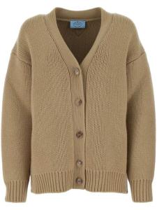 Prada кардиган оверсайз с треугольным логотипом, коричневый