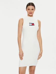 Вязаное платье slim fit Center Flag DW0DW18607 Tommy Jeans, экрю