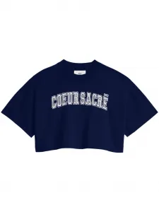 Укороченная футболка Alexandre Mattiussi с логотипом AMI Paris, синий