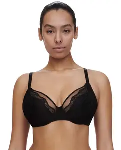 Бюстгальтер с подкладкой, цветочным кружевом и тюлем Crush line Chantelle, черный