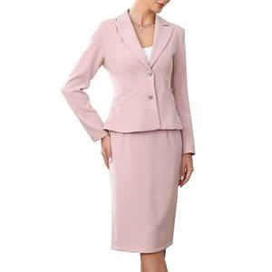 Костюм из 2 предметов для женщин: блейзер с длинным рукавом и юбка-карандаш Inspire Chic, Pink