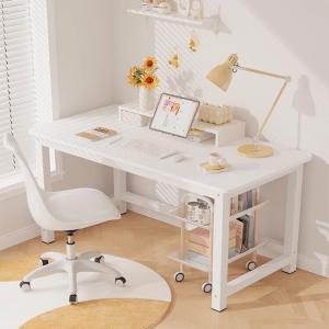 Компьютерный стол Xinyanzhizhuyi, домашний письменный стол, рабочая станция, простой офисный стол, игровой длинный стол ZYZ08, белый, усиленная толстая столешница 120x60 см