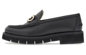 Лоферы из кожи с пряжкой Gancini Ferragamo, черный