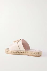 ROGER VIVIER Кожаные шлепанцы-эспадрильи с кристаллами, бежевый