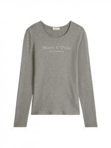 Marc O'Polo Футболка с длинным рукавом и логотипом, стандартный размер, цвет «Теплый гранитный меланж»