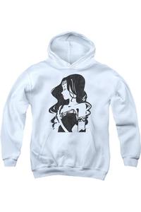 Толстовка с капюшоном молодежная по мотивам фильма "Лига справедливости" Gildan, белый