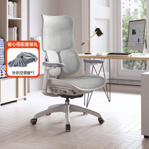 Эргономичное кресло SIHOO S100 White + Knitted Air Conditioning Quilt (S100 Set) с поясничной поддержкой, регулируемыми подлокотниками и высотой