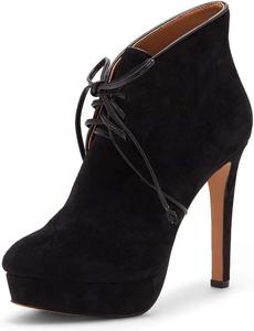 Женские ботильоны XYD с сексуальными шнуровкой, закрытым носком, высоком каблуке-стилетто, короткой платформой для вечеринок и праздничных мероприятий, Black