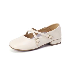 SAFIYA Туфли на массивном каблуке Mary Jane женские экрю