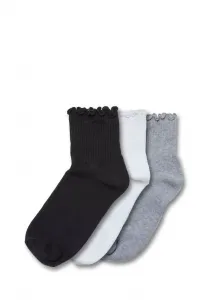 Набор из 3 пар носков с оборками Urban Classics, Black/White/Heathergrey