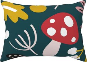 Pevtufa Наволочка с принтом мультяшных листьев и грибов красного цвета Cartoon Leaf Mushroom Red