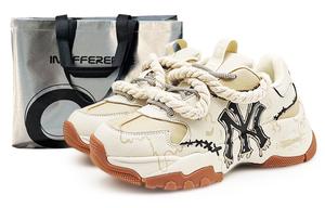 MLB Низкие массивные кроссовки с нескользящей подошвой унисекс бежевого, коричневого и черного цветов