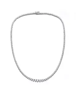 Теннисное ожерелье из стерлингового серебра с покрытием из белого золота и прозрачными кубическими цирконами Genevive, silver