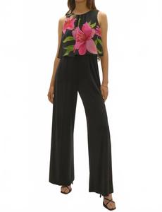 Широкие брюки-комбинезон из шифона с цветочным принтом в черном и разноцветном исполнении Joseph Ribkoff