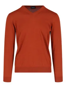 Свитер с V-образным вырезом Drumohr, оранжевый