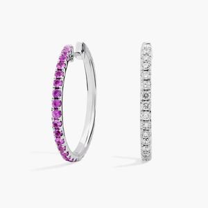 Серьги-кольца из полукруглого розового сапфира и бриллиантов в 14-каратном белом золоте Blue Nile