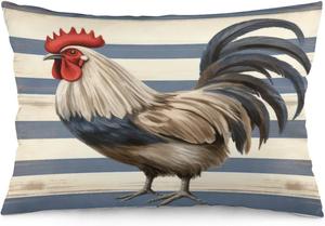 MaSiledy Чехол для подушки с петухом в стиле шебби-шик, органический хлопок, двусторонняя печать Pattern-3