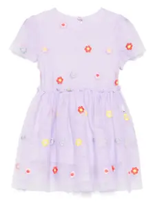 Платье с цветочной вышивкой Stella McCartney Kids, фиолетовый