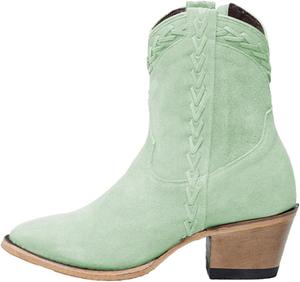 Женские ботильоны YDN с объемным каблуком, стильные с закрытым носком, низким толстым каблуком, боковой молнией, удобные короткие ботиночки, размеры 4-16 US, Light Green