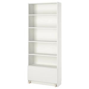 Книжный шкаф с ящиком BILLY IKEA, 80x30x202 см, белый