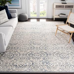 Ковер SAFAVIEH, 366 x 549 см, Brentwood Collection, Light Grey & Blue, Damask Design, Non-Shedding & Easy Care, идеально для помещений с высокой проходимостью в гостиной, спальне (BNT810G)