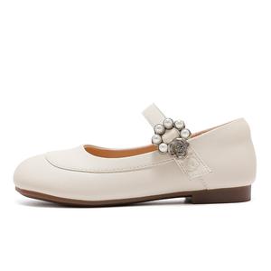 Низкие детские кожаные туфли для детей BOBDOG, бежевый