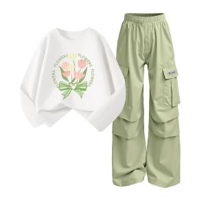 Повседневный спортивный комплект из 2 предметов для детей 3-7 лет Disney, белый/зеленый