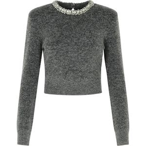 Свитер с декором для селфи Self-portrait, серый