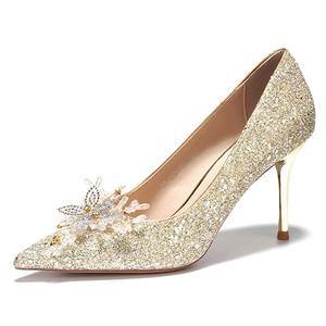 Женские туфли на тонком каблуке, цвет шампанского Lan Miao, Champagne