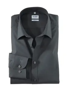 Деловая рубашка OLYMP "Level Five Body Fit", комфортный стрейч, антрацит